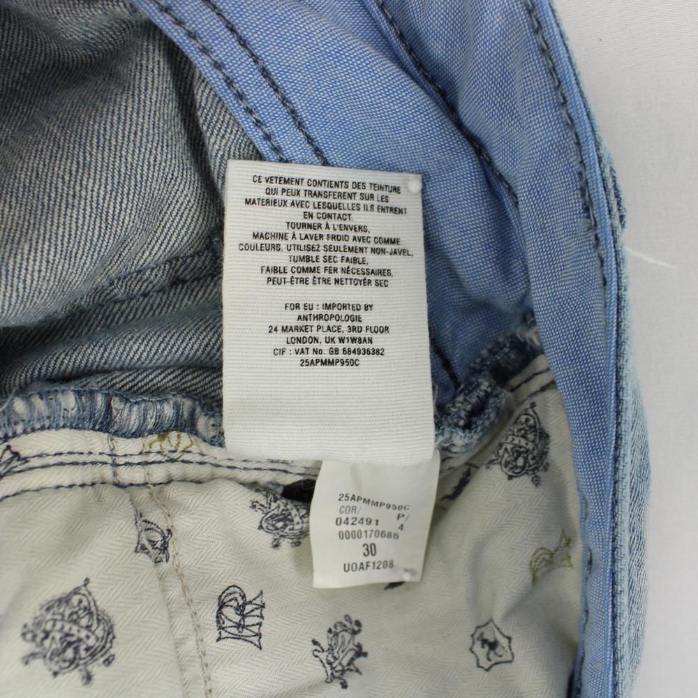 Holding Horses Jeans Womens 30 Blue Patchwork Distressed Straight Leg Light Wash - Picture 11 of 11